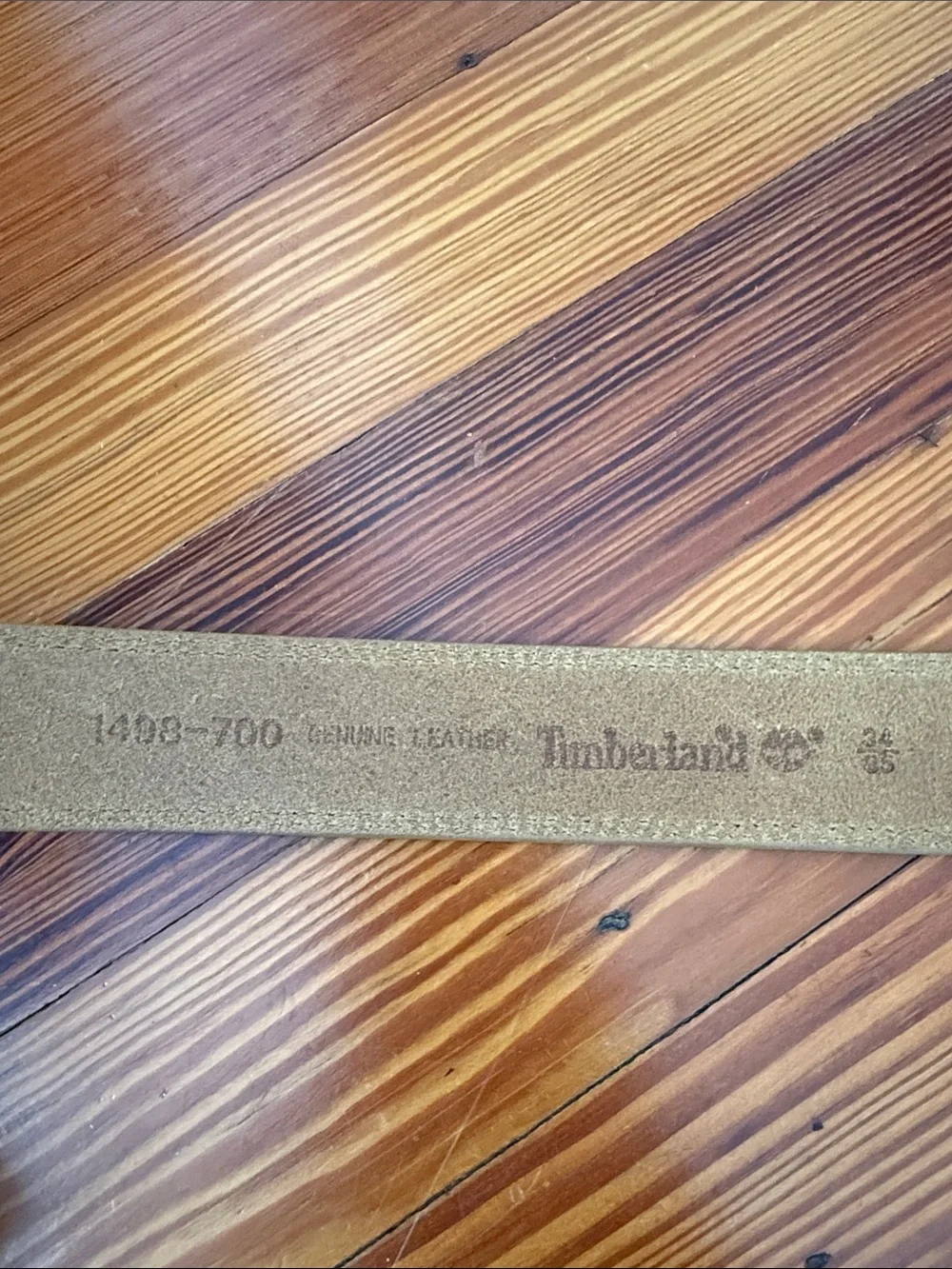 Timberland Tan Leather Belt with Brushed Metal Buckle
